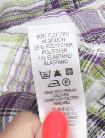Dunnes Women Multicoloured UK 14 Plaid Off Shoulder Button Blouse