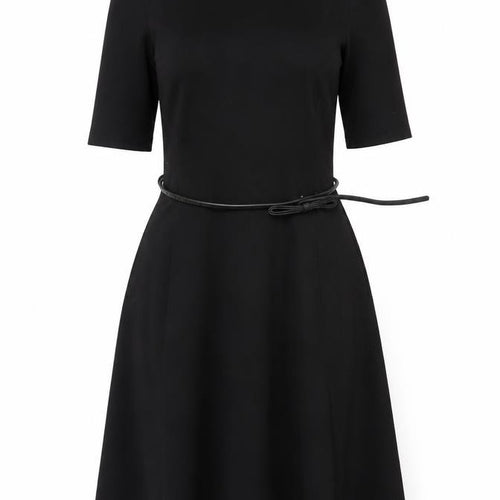 Next Women Black Size 6 A-Line Long Belted Half Sleeve Dress