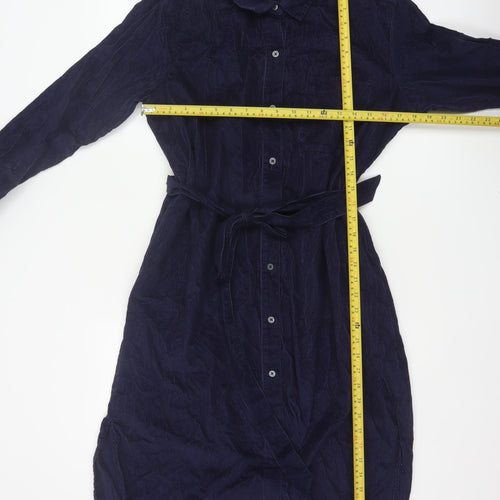Gap Women’s Blue Corduroy Belted Shirt Dress L Long Sleeve