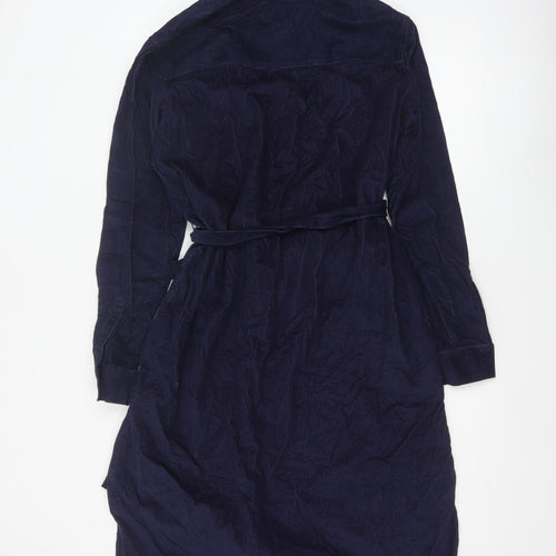 Gap Women’s Blue Corduroy Belted Shirt Dress L Long Sleeve