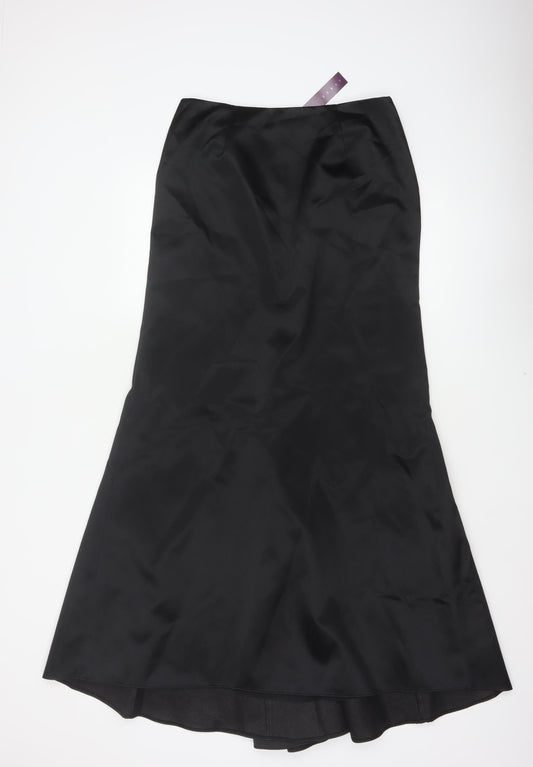 Debenhams Debut Women Black UK 12 Long Flare Satin Formal Skirt