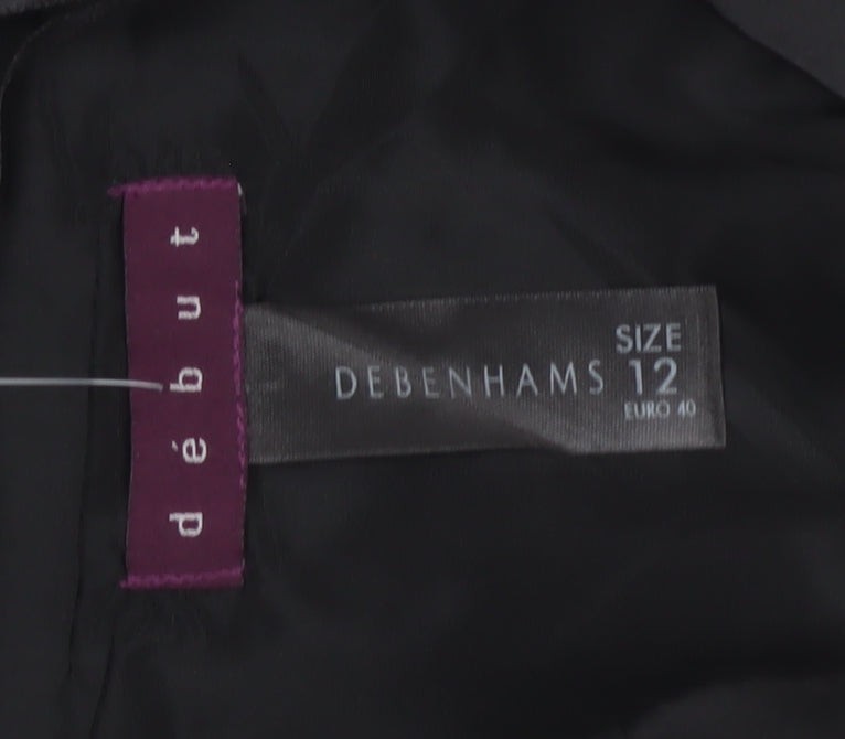 Debenhams Debut Women Black UK 12 Long Flare Satin Formal Skirt