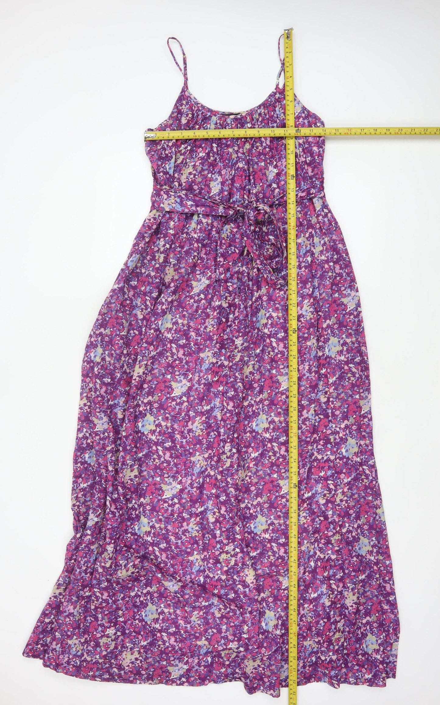 Gap Women Purple Floral XS Maxi Dress Adjustable Straps Belted
