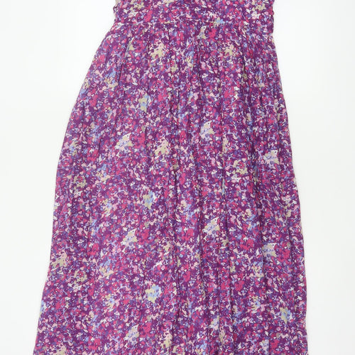 Gap Women Purple Floral XS Maxi Dress Adjustable Straps Belted
