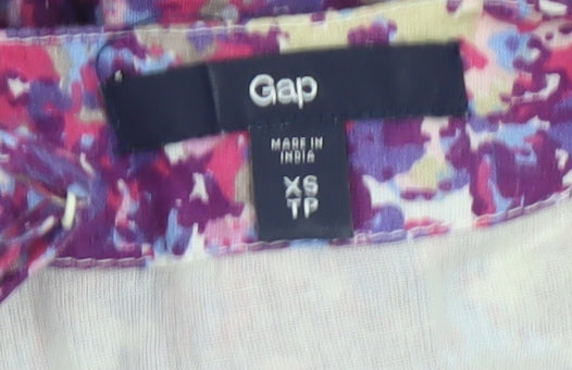 Gap Women Purple Floral XS Maxi Dress Adjustable Straps Belted