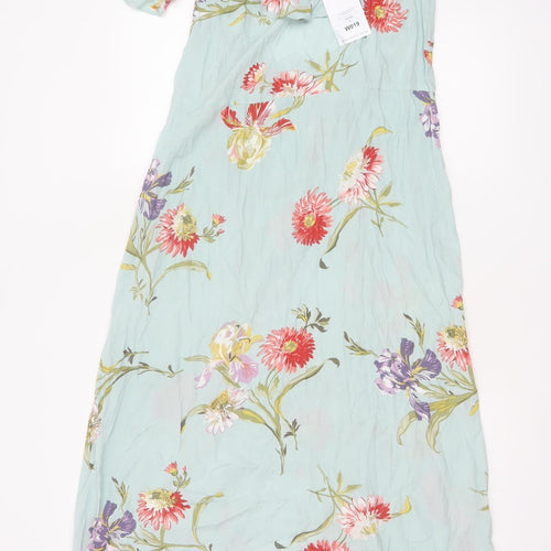 Warehouse Women Green Floral Maxi Off Shoulder Dress Size 16