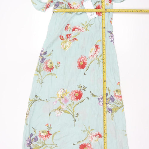 Warehouse Women Green Floral Maxi Off Shoulder Dress Size 16