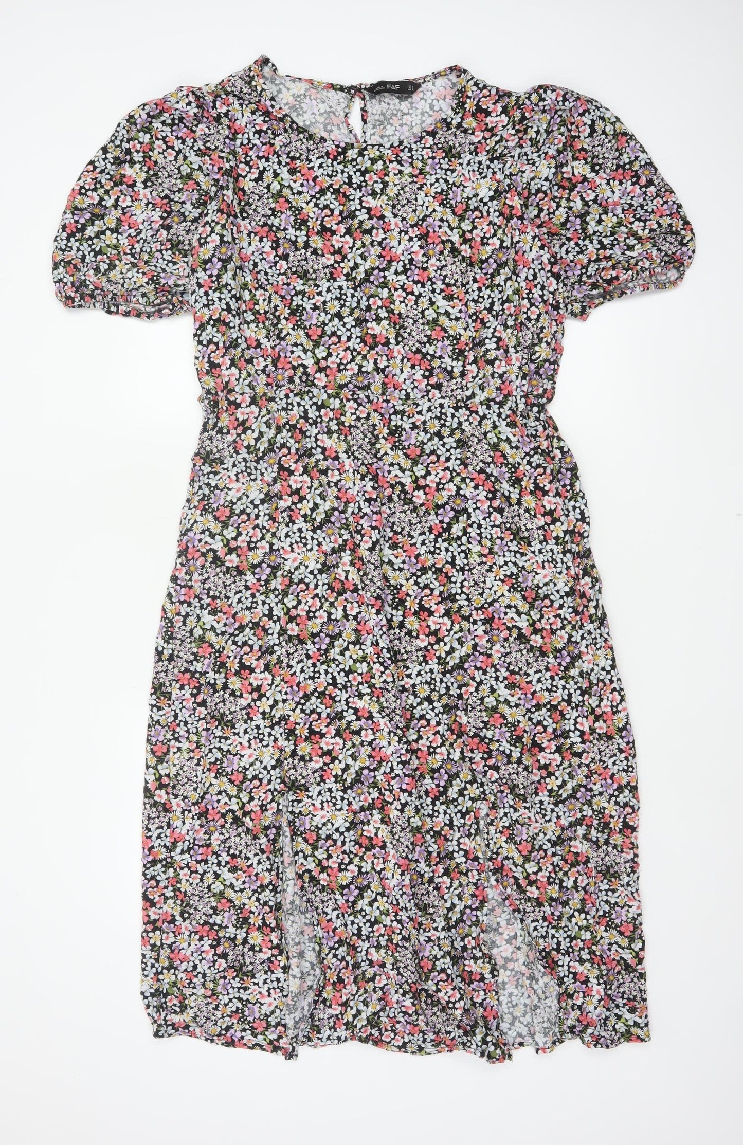 F&F Women’s Multicoloured Floral Midi Fit & Flare Dress UK 18