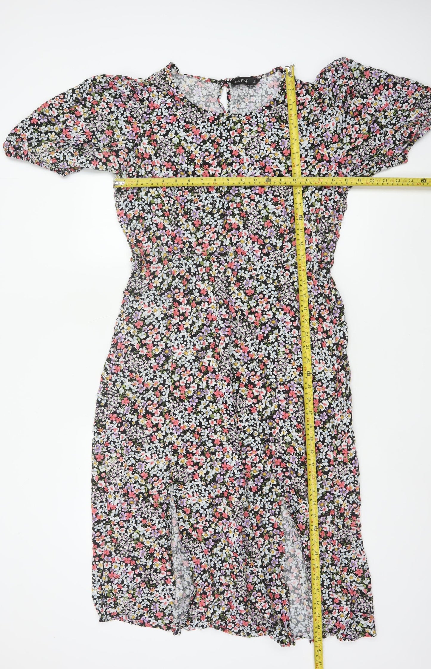 F&F Women’s Multicoloured Floral Midi Fit & Flare Dress UK 18