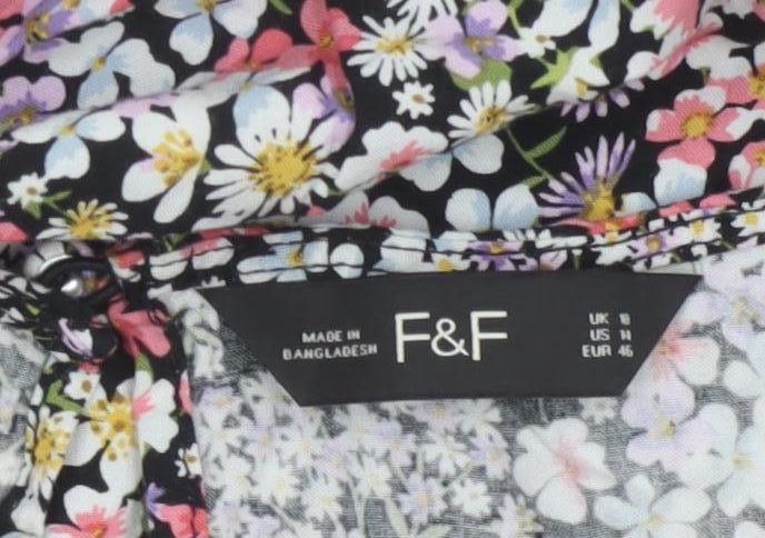 F&F Women’s Multicoloured Floral Midi Fit & Flare Dress UK 18
