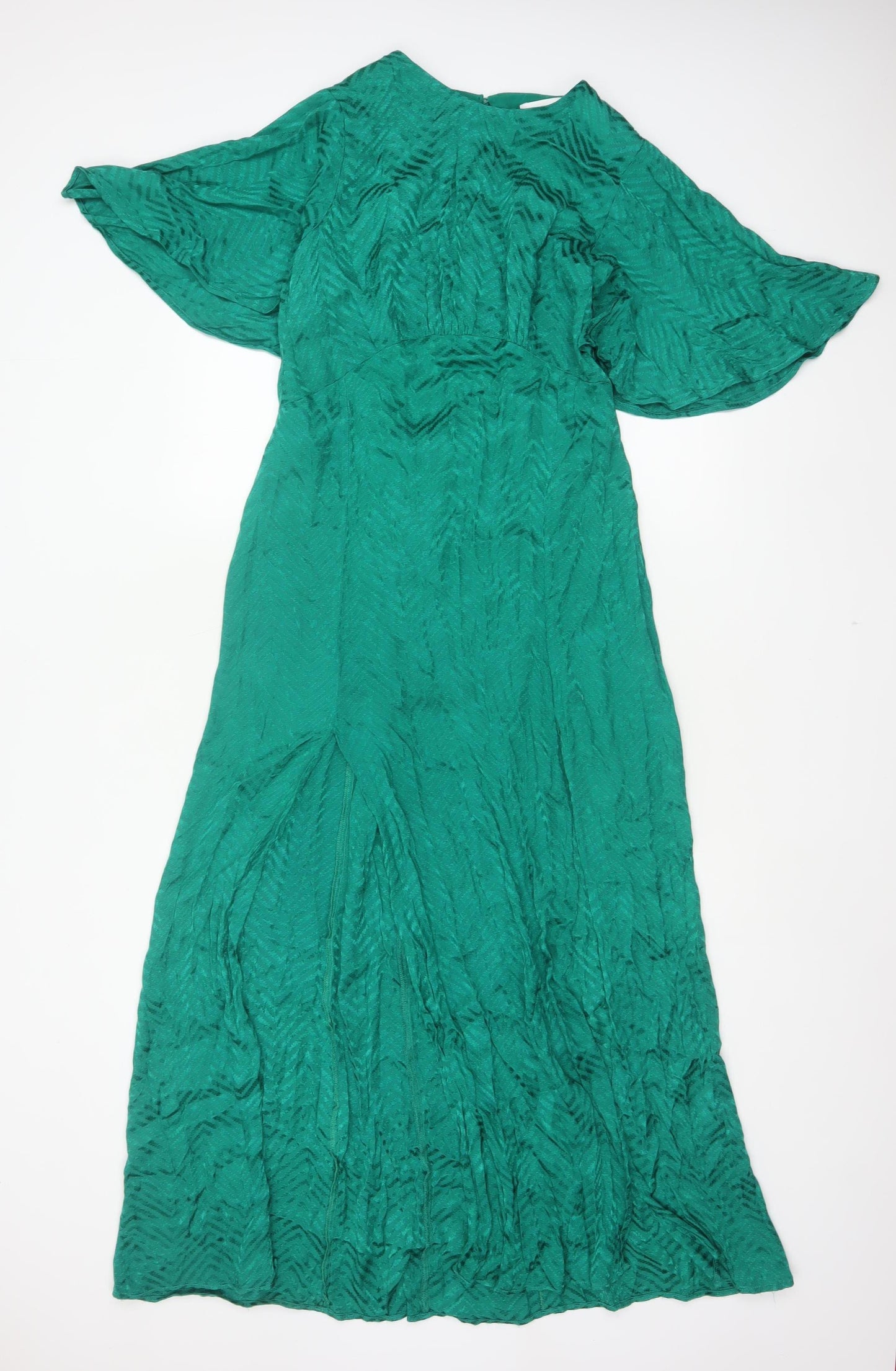 Topshop Women Green UK 10 Maxi Geometric Kimono Sleeve Occasion Dress