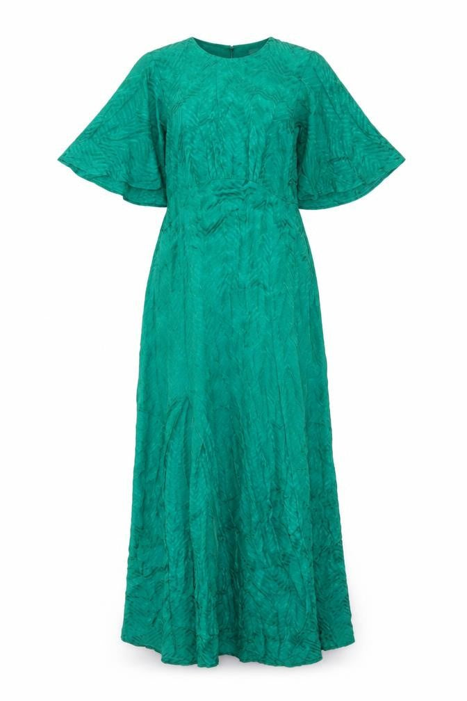 Topshop Women Green UK 10 Maxi Geometric Kimono Sleeve Occasion Dress