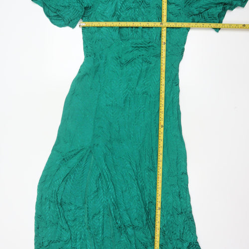 Topshop Women Green UK 10 Maxi Geometric Kimono Sleeve Occasion Dress
