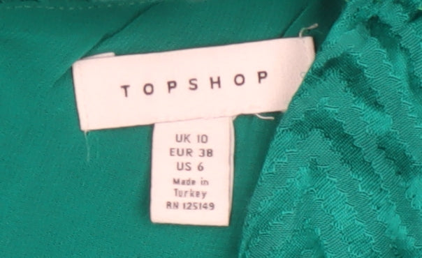 Topshop Women Green UK 10 Maxi Geometric Kimono Sleeve Occasion Dress