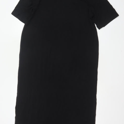 CCS Women Black Size S Long Shift Dress Half Sleeve
