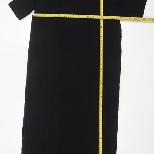 CCS Women Black Size S Long Shift Dress Half Sleeve