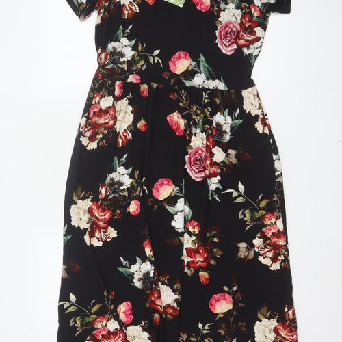 Joe Browns Women Black Floral Fit & Flare Long Dress UK 10 NWT