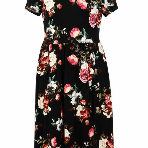 Joe Browns Women Black Floral Fit & Flare Long Dress UK 10 NWT