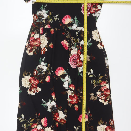 Joe Browns Women Black Floral Fit & Flare Long Dress UK 10 NWT