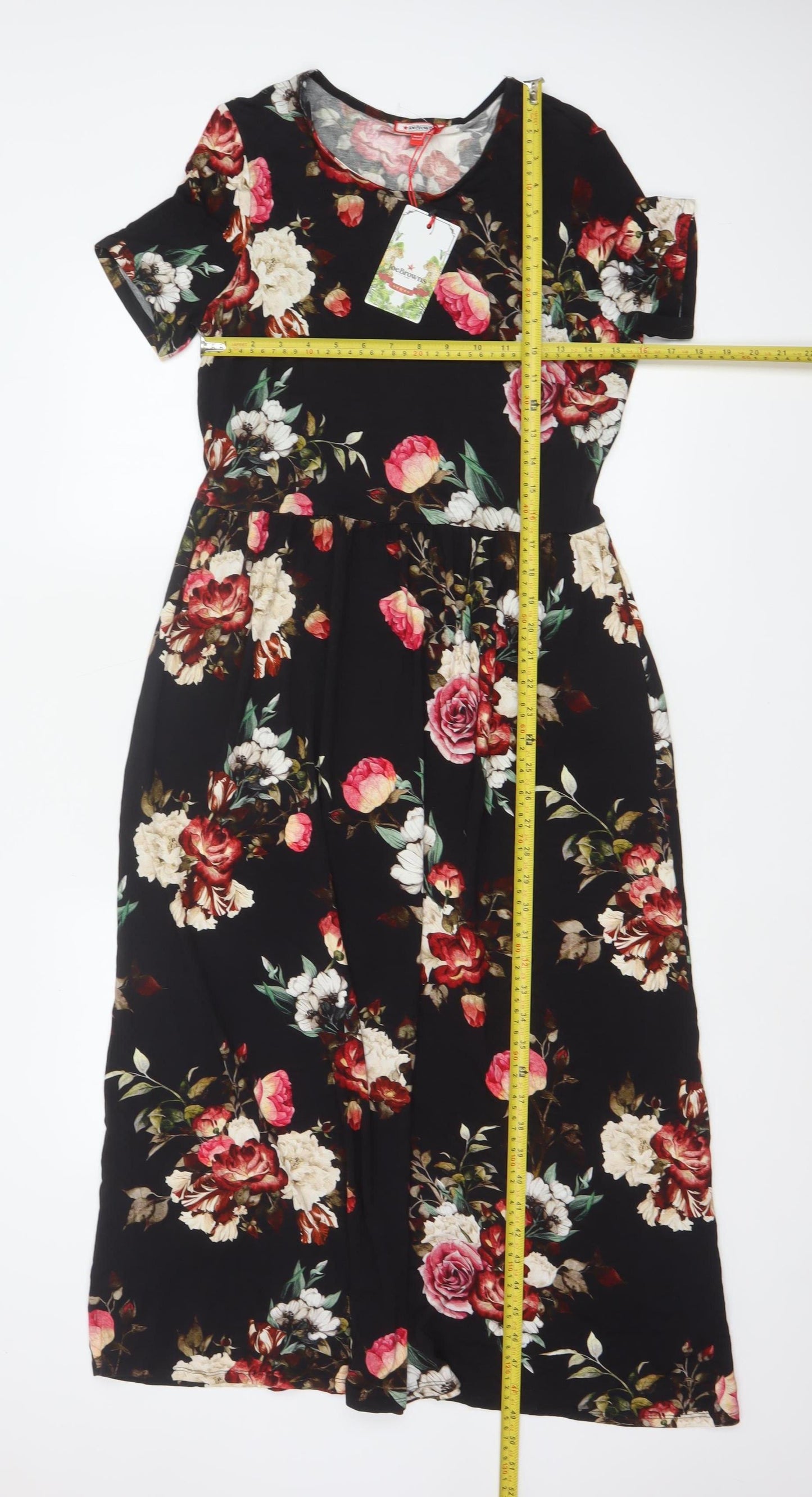Joe Browns Women Black Floral Fit & Flare Long Dress UK 10 NWT
