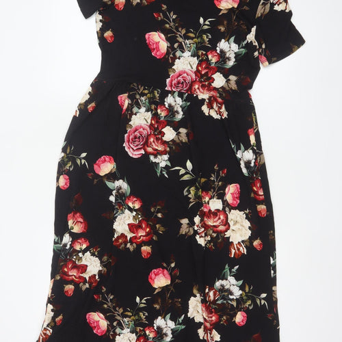 Joe Browns Women Black Floral Fit & Flare Long Dress UK 10 NWT