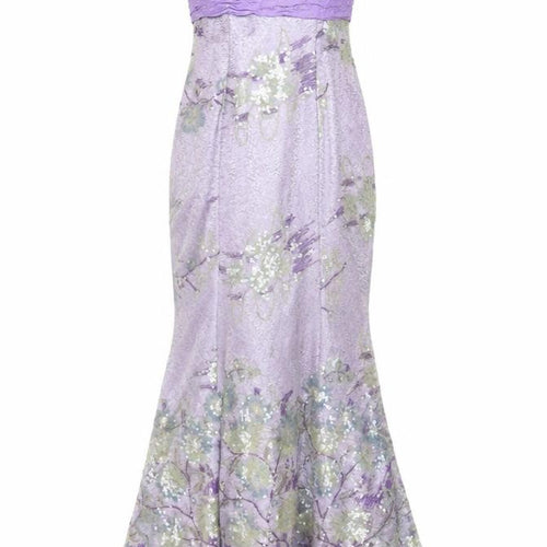 Dewi Gordon Women Purple UK 8 Silk Floral Sequin Mermaid Maxi Dress