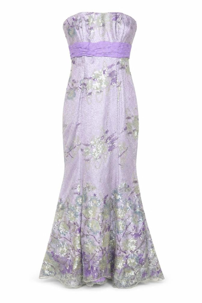 Dewi Gordon Women Purple UK 8 Silk Floral Sequin Mermaid Maxi Dress