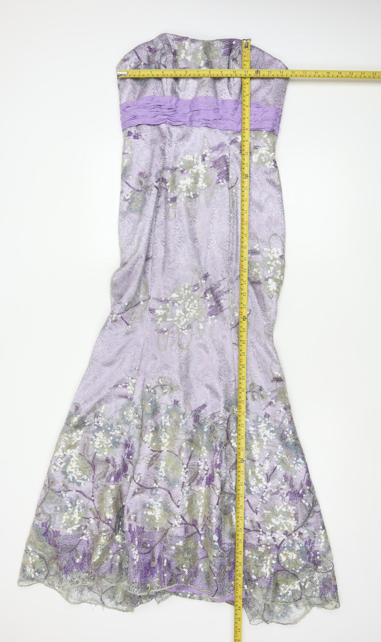 Dewi Gordon Women Purple UK 8 Silk Floral Sequin Mermaid Maxi Dress