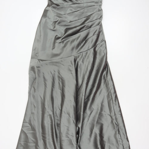 Dessy Collection Women Grey Size 6 Strapless Satin A-Line Evening Dress