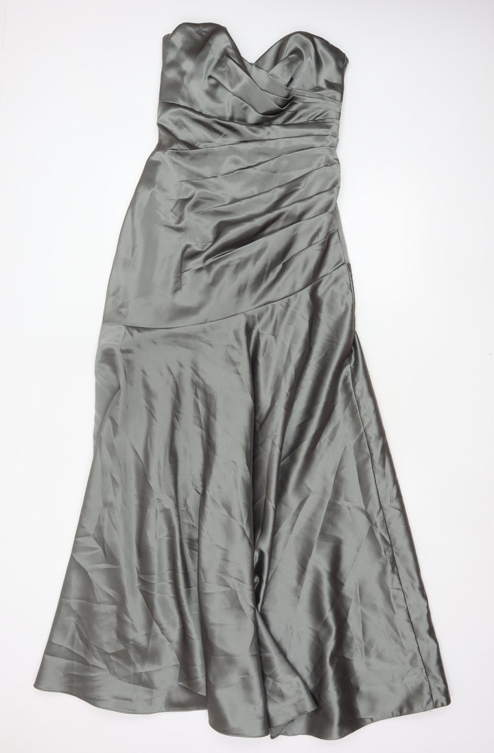 Dessy Collection Women Grey Size 6 Strapless Satin A-Line Evening Dress