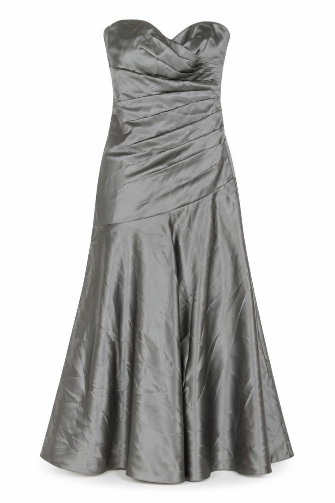Dessy Collection Women Grey Size 6 Strapless Satin A-Line Evening Dress
