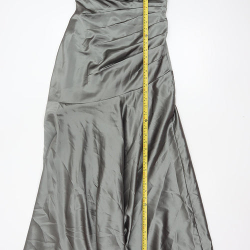 Dessy Collection Women Grey Size 6 Strapless Satin A-Line Evening Dress