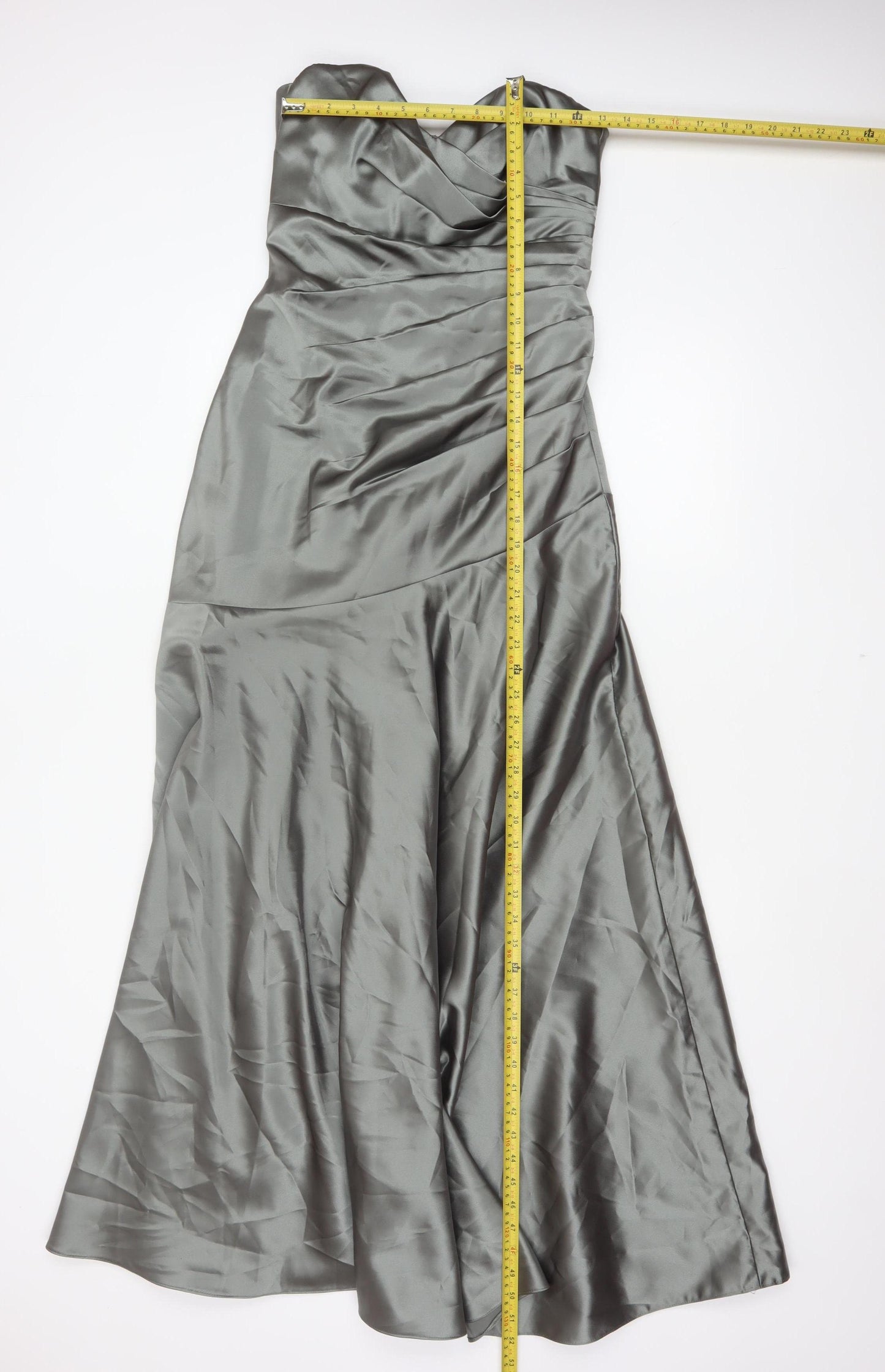 Dessy Collection Women Grey Size 6 Strapless Satin A-Line Evening Dress