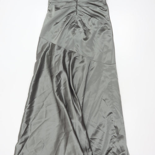 Dessy Collection Women Grey Size 6 Strapless Satin A-Line Evening Dress