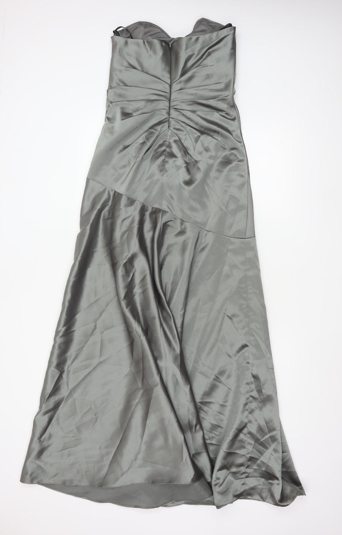 Dessy Collection Women Grey Size 6 Strapless Satin A-Line Evening Dress