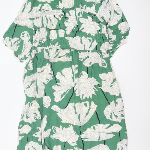 Carolyn Donnelly The Edit Women Green Floral Ruffle Shift Dress UK 12