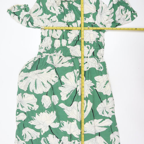 Carolyn Donnelly The Edit Women Green Floral Ruffle Shift Dress UK 12