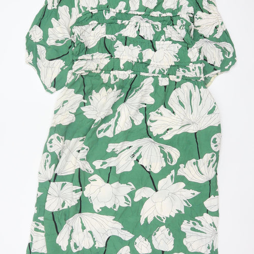 Carolyn Donnelly The Edit Women Green Floral Ruffle Shift Dress UK 12