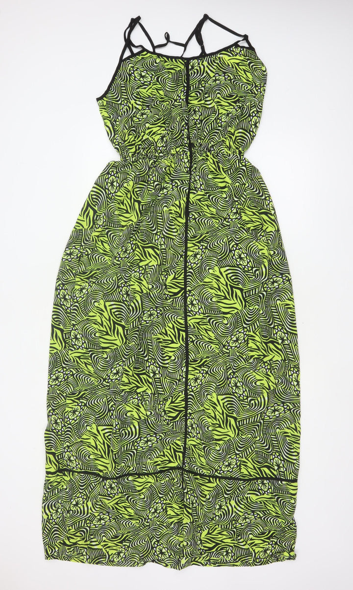 River Island Women Green Geometric Maxi Dress UK 18 Strappy