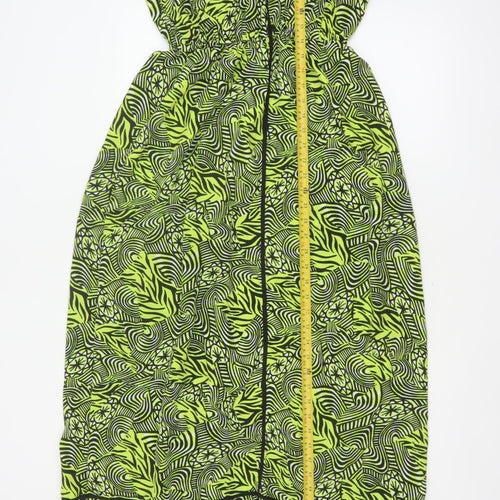 River Island Women Green Geometric Maxi Dress UK 18 Strappy