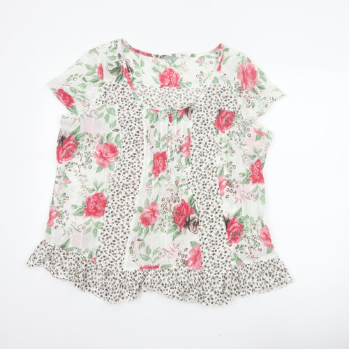 Per Una Women’s Multicoloured Floral Cotton Tunic Blouse UK 18