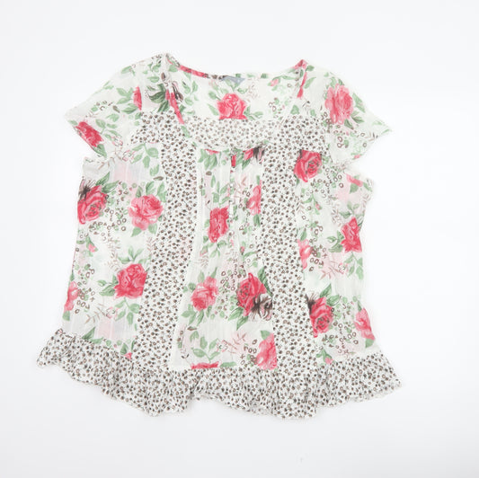 Per Una Women’s Multicoloured Floral Cotton Tunic Blouse UK 18