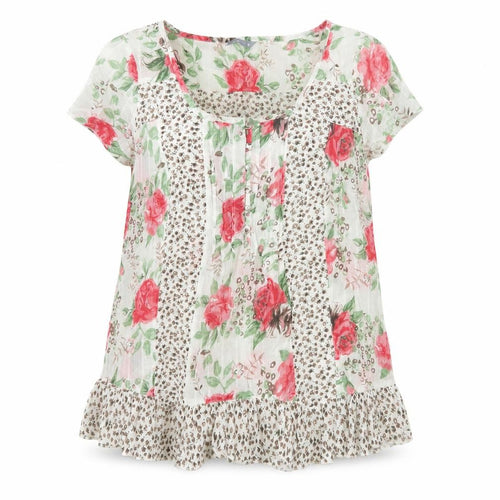 Per Una Women’s Multicoloured Floral Cotton Tunic Blouse UK 18