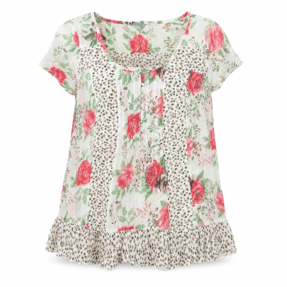 Per Una Women’s Multicoloured Floral Cotton Tunic Blouse UK 18