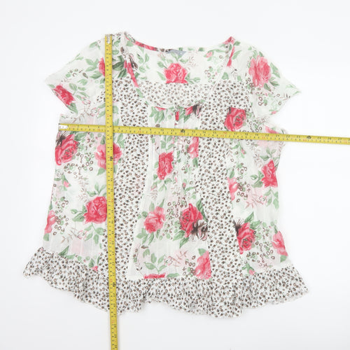 Per Una Women’s Multicoloured Floral Cotton Tunic Blouse UK 18