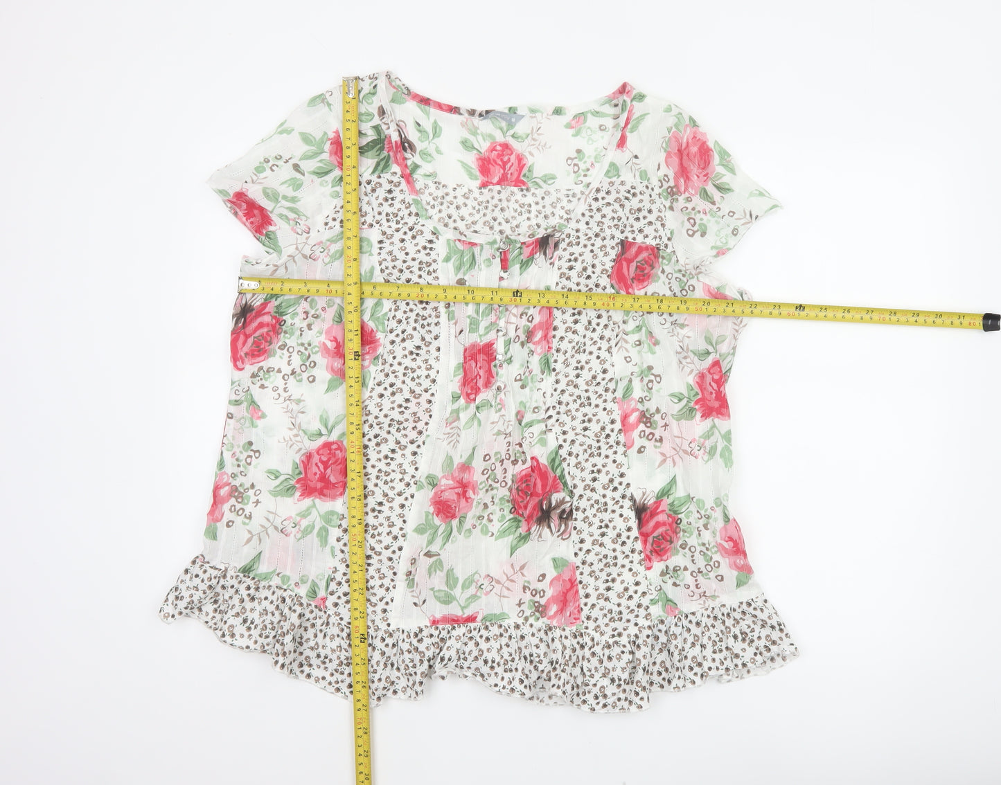 Per Una Women’s Multicoloured Floral Cotton Tunic Blouse UK 18