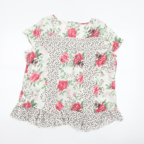 Per Una Women’s Multicoloured Floral Cotton Tunic Blouse UK 18