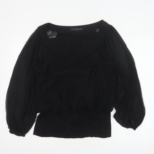 Coast Women’s Black Size 14 Sheer Balloon Sleeve Chiffon Blouse