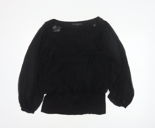 Coast Women’s Black Size 14 Sheer Balloon Sleeve Chiffon Blouse