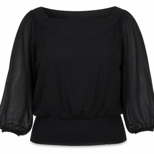Coast Women’s Black Size 14 Sheer Balloon Sleeve Chiffon Blouse